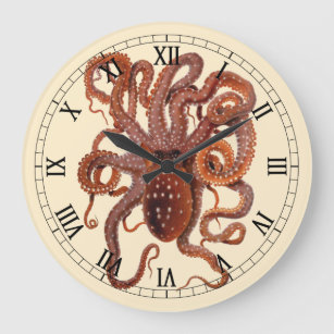 ヴィンテージタコ・マクロプス、海洋水中競技動物 ラージ壁時計