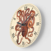 ヴィンテージタコ・マクロプス、海洋水中競技動物 ラージ壁時計 (傾斜)
