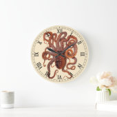 ヴィンテージタコ・マクロプス、海洋水中競技動物 ラージ壁時計 (ホーム)