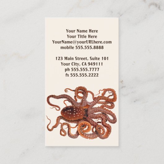 ヴィンテージタコ・マクロプス、海洋水中競技動物 名刺 (裏面)