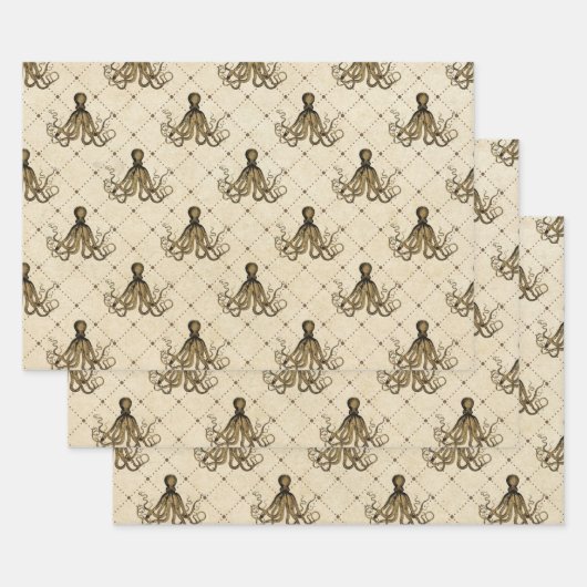 ヴィンテージタコonクリーム ラッピングペーパーシート (セット)