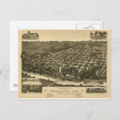 ヴィンテージタスカルーサの地図 – 1887 ポストカード (正面/裏面)