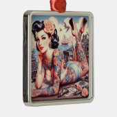 ヴィンテージタトゥオールドスクールガール メタルオーナメント (右)