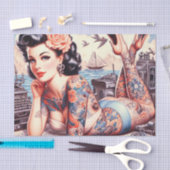 ヴィンテージタトゥオールドスクールガール 薄葉紙 (クラフト)