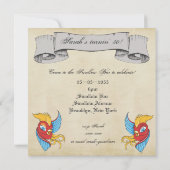 ヴィンテージタトゥーをテーマにした誕生日パーティーの招待状 招待状 (裏面)