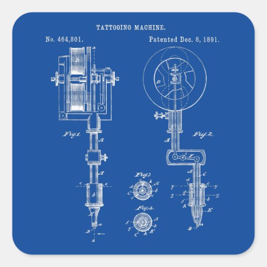 ヴィンテージタトゥーアーティストガンシャツ スクエアシール (正面)