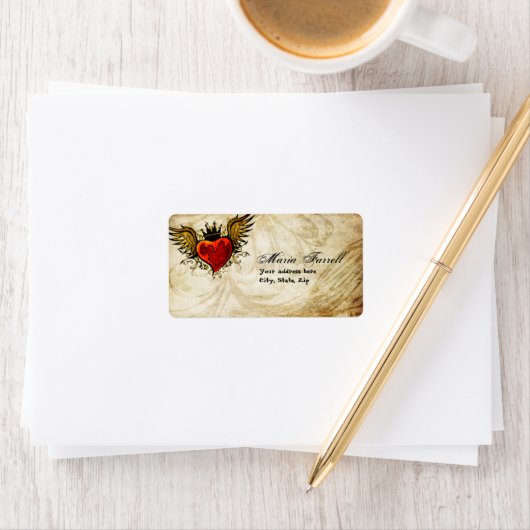 ヴィンテージタトゥーウィングハート住所 シール (インサイチュ)