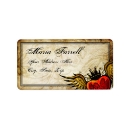 ヴィンテージタトゥーウィングハート住所 シール