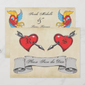 ヴィンテージタトゥーウェディングの結婚式 Save the Date セーブザデート (正面/裏面)