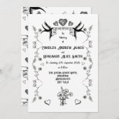 ヴィンテージタトゥースタイルの結婚式招待状 招待状 (正面/裏面)