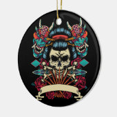 ヴィンテージタトゥースタイルカラフルテンプレート セラミックオーナメント (左)