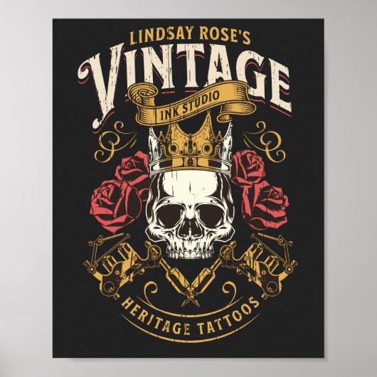 ヴィンテージタトゥースタジオレトロ動揺してスタイルT志 ポスター (正面)