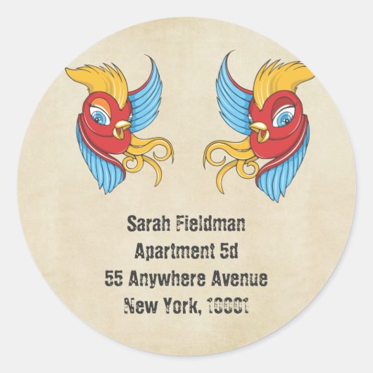 ヴィンテージタトゥースワローネーム住所 シールシール ラウンドシール (正面)