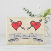 ヴィンテージタトゥーテーマのウェディング・セーブ・ザ・デート セーブザデート (スタンド正面)