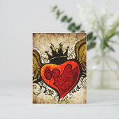 ヴィンテージタトゥーハート都市はがき ポストカード (スタンド正面)