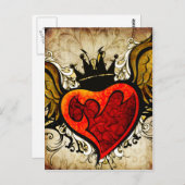 ヴィンテージタトゥーハート都市はがき ポストカード (正面/裏面)