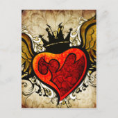 ヴィンテージタトゥーハート都市はがき ポストカード (正面)