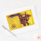 ヴィンテージタトゥーマシン（黄色） 長方形シール (封筒)