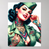 ヴィンテージタトゥー入り軍人女性 ポスター (正面)