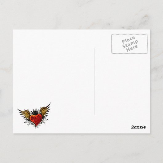 ヴィンテージタトゥー翼ハートありがとうクーポン ポストカード (裏面)