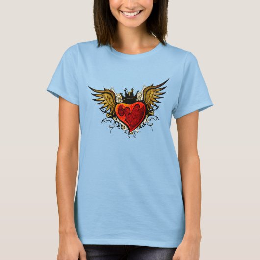 ヴィンテージタトゥー翼ハートシャツ Tシャツ (正面)