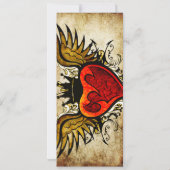 ヴィンテージタトゥー翼付きハート結婚式招待状 招待状 (裏面)