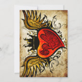 ヴィンテージタトゥー翼付きハート結婚式招待状 招待状 (裏面)