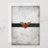 ヴィンテージタトゥー翼付きハート結婚式招待状 招待状 (裏面)