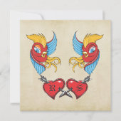 ヴィンテージタトゥー鳥セーラーウェディングSave the Date セーブザデート (正面)