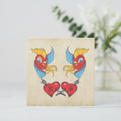 ヴィンテージタトゥー・鳥・セーラー・ウェディング・セーブ・ザ・デート セーブザデート (スタンド正面)