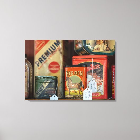 ヴィンテージタバコティンコレクション キャンバスプリント (正面)