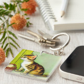 ヴィンテージタビーキャットイラストレーション キーホルダー (正面右)