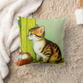 ヴィンテージタビーキャットイラストレーション クッション (ブランケット)