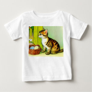 ヴィンテージタビーキャットイラストレーション ベビーTシャツ