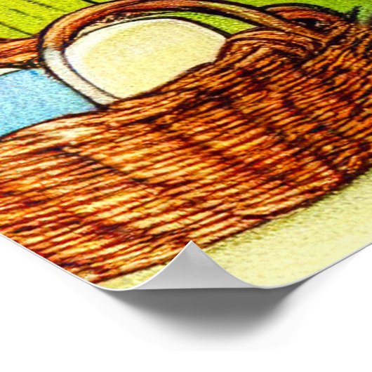 ヴィンテージタビーキャットイラストレーション ポスター (角)