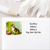 ヴィンテージタビーキャットイラストレーション ラベル (インサイチュ)