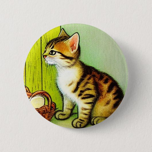 ヴィンテージタビーキャットイラストレーション 缶バッジ (正面)