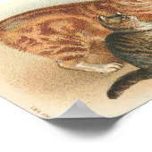 ヴィンテージタビー猫と子猫 ポスター (角)