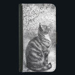 ヴィンテージタビー猫インクスケッチ GALAXY S5 ウォレットケース<br><div class="desc">木々や草の間に座って座っているタブー猫のかわいらし可愛い黒と白のヴィンテージ誇りを持ったスケッチ。インクス描ケッチスタイルで。</div>