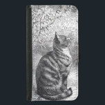 ヴィンテージタビー猫インクスケッチ GALAXY S5 ウォレットケース<br><div class="desc">木々や草の間に座って座っているタブー猫のかわいらし可愛い黒と白のヴィンテージ誇りを持ったスケッチ。インクス描ケッチスタイルで。</div>