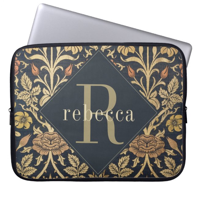 ヴィンテージタペストリーウィリアムモリスモノグラム ラップトップスリーブ (正面)