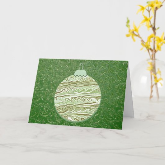 ヴィンテージタペストリースタイルバウブルクリスマスカード カード (黄色い花)