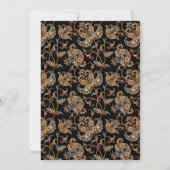 ヴィンテージタペストリーデザインオンブラック40th誕生日 招待状 (裏面)