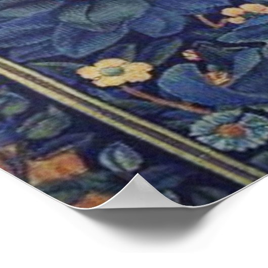 ヴィンテージタペストリーバードフローラデザインウードペッカー ポスター (角)