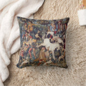 ヴィンテージタペストリープリント狩りユニコーンピロー クッション (ブランケット)
