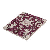 ヴィンテージタペストリー:バーガンディ&クリームセラミック タイル (側面)