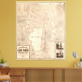 ヴィンテージタホー湖カルフォルニアの地図(1874) キャンバスプリント (インサイチュ (リビング))
