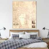 ヴィンテージタホー湖カルフォルニアの地図(1874) キャンバスプリント (インサイチュ (寝室))