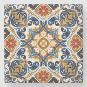 ヴィンテージタラベラアズレジョブルーのタイル結婚式の引き出物 ストーンコースター (正面)