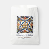 ヴィンテージタラベラアズレジョブルーのタイル結婚式の引き出物 フェイバーバッグ (正面)